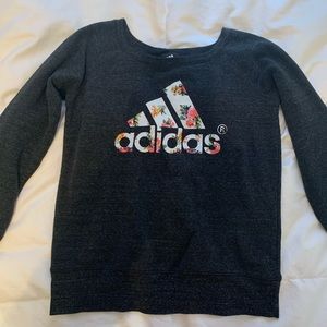 Adidas crew neck floral print logo sweatshirt